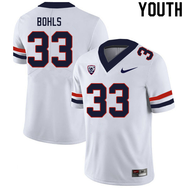 Youth #33 James Bohls Arizona Wildcats College Football Jerseys Sale-White - Click Image to Close